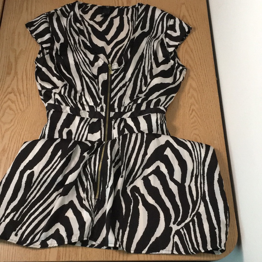 Womens H&M Black and White Satin Zebra Print Shirt Dress Size 6